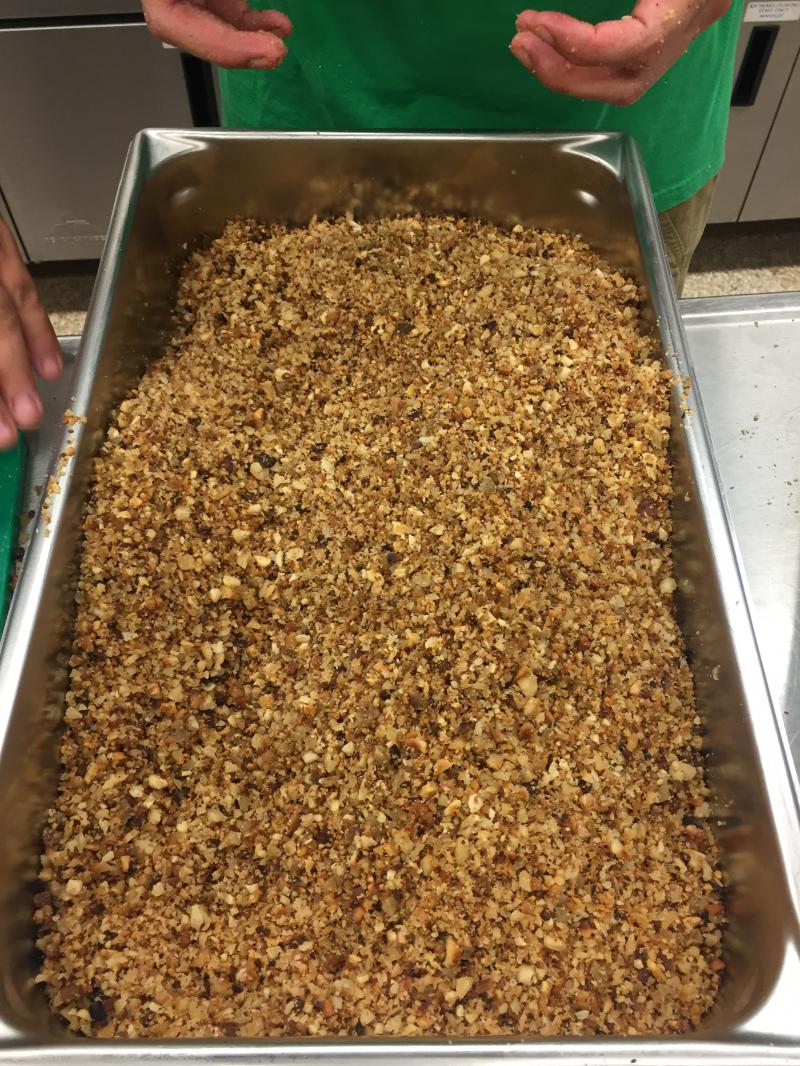 Pan of roasted kukui nuts