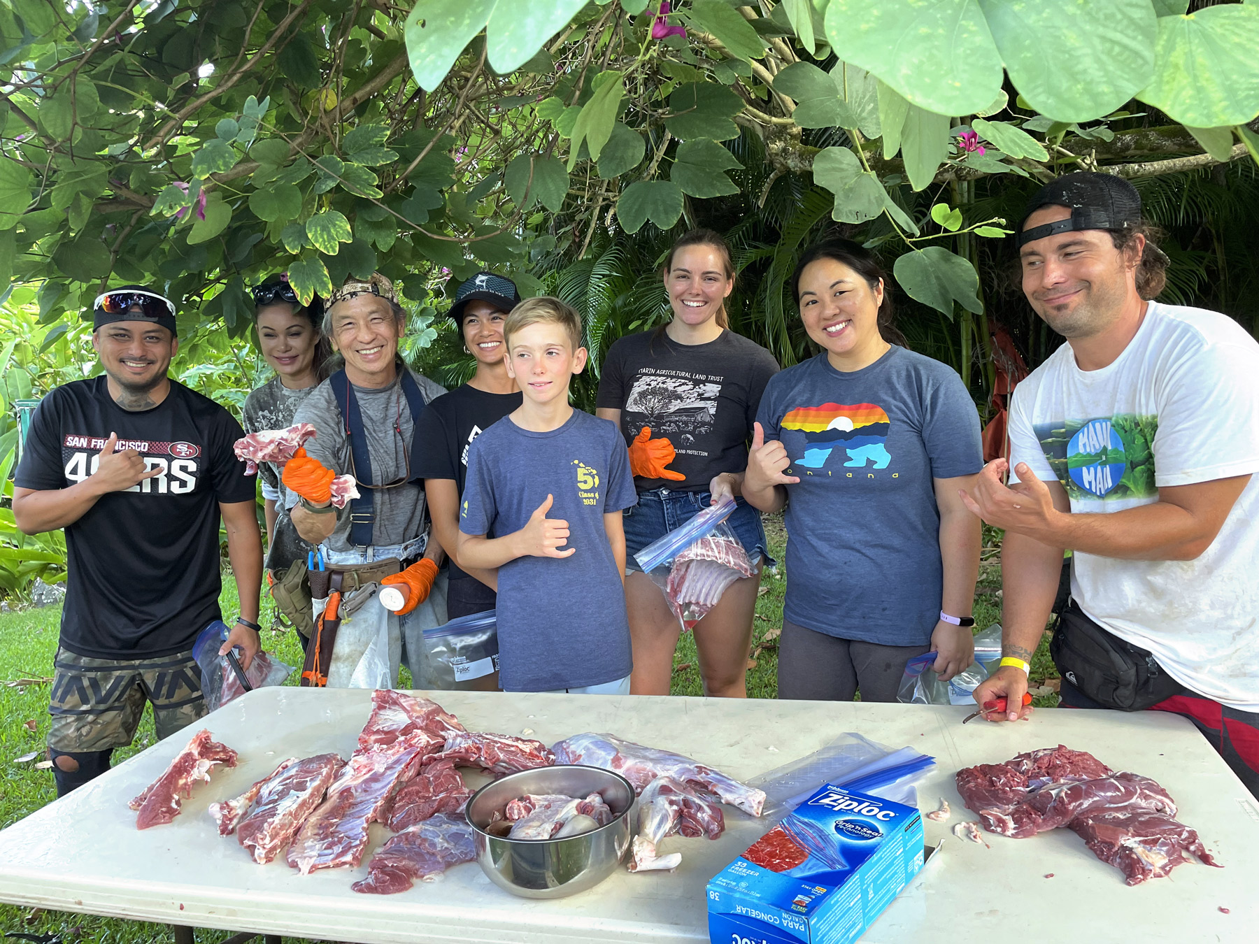 Participants at the end of the Wild Pig Butchery Class in 2024
